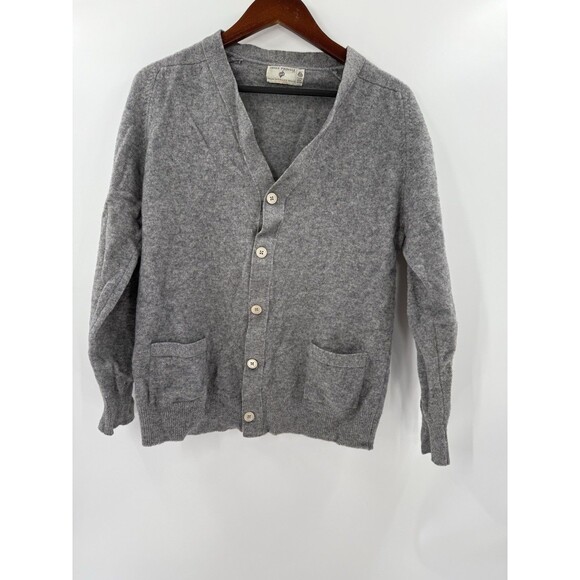 Vintage James Pringle Holm Woolen Mills Inverness Gray wPockets SIZE 40 Cardigan - Picture 5 of 13